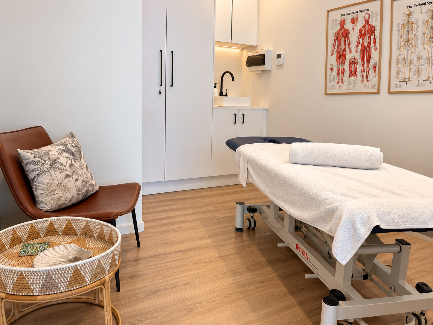 Treatment room at Sana Remedial Massage Cronulla.